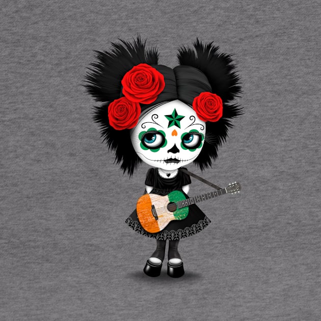 Sugar Skull Girl Playing Ivory Coast Flag Guitar by jeffbartels